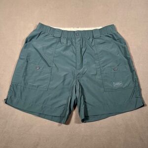 AFTCO Bluewater Fishing Shorts Mens 40 Green Teal Nylon Elastic Waist